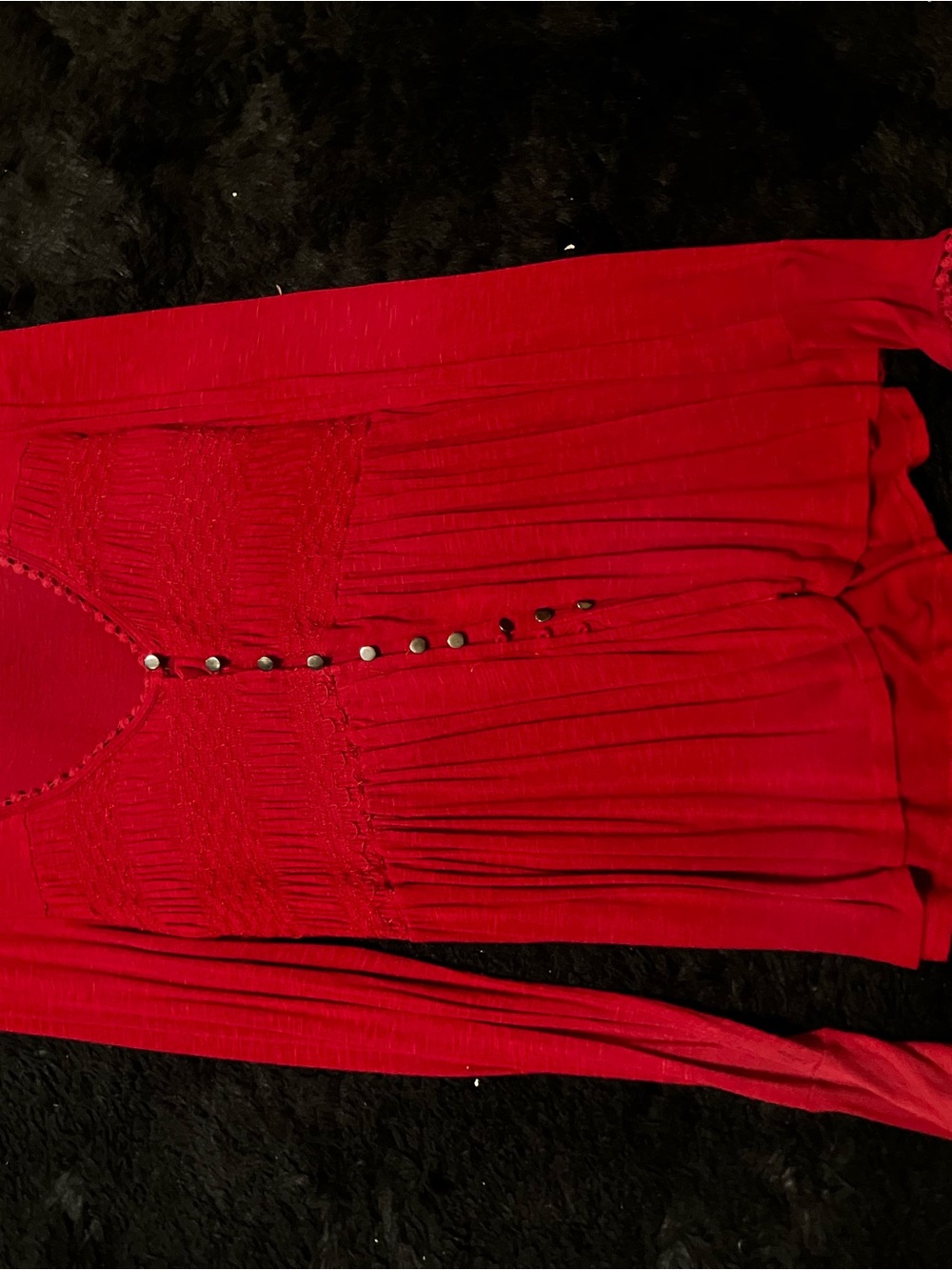 American Rag Red Long Sleeve Button-Front Knit Dress